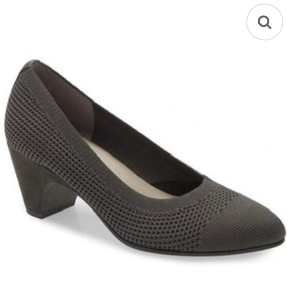 Eileen Fisher NEW Charcoal Grey Knit Pumps Block Heels Women 6.5